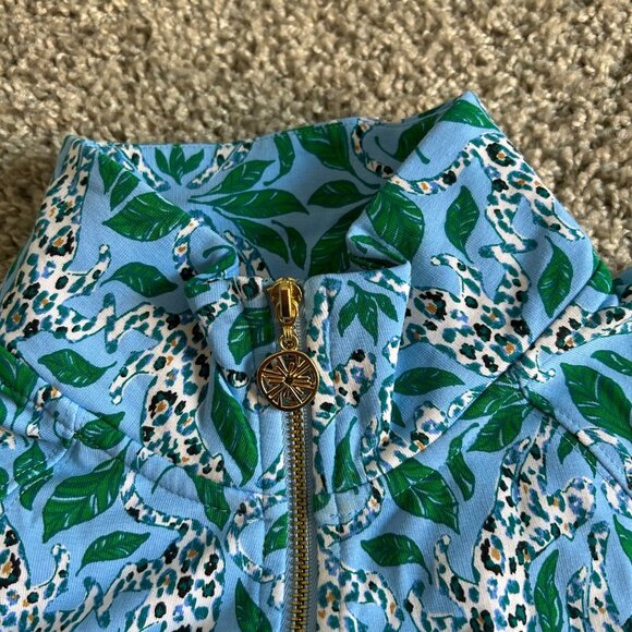 Lilly Pulitzer XS Melena Popover Bon Bon Blue Leapin Half-Zip Pullover Jacket - Picture 3 of 10